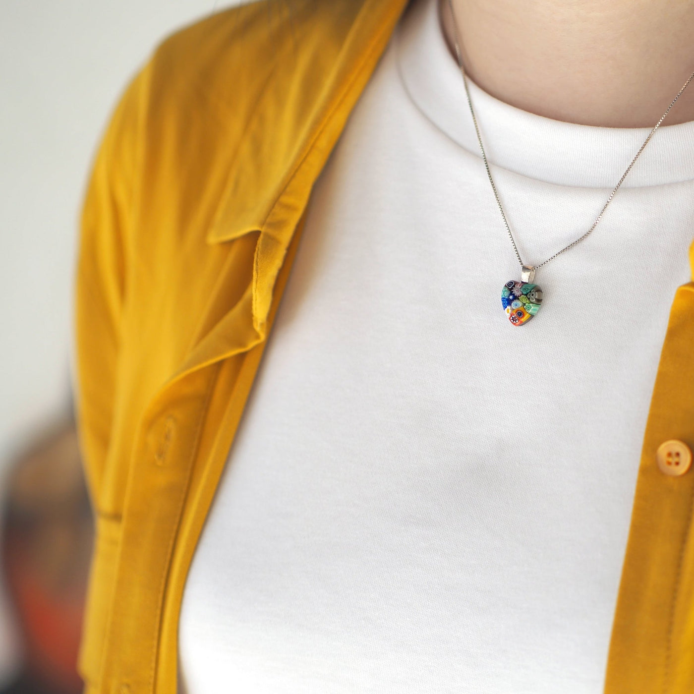 Heart in Bloom 碎花心形頸鏈 - 16mm / 啞面磨砂 - 吊墜頸鏈