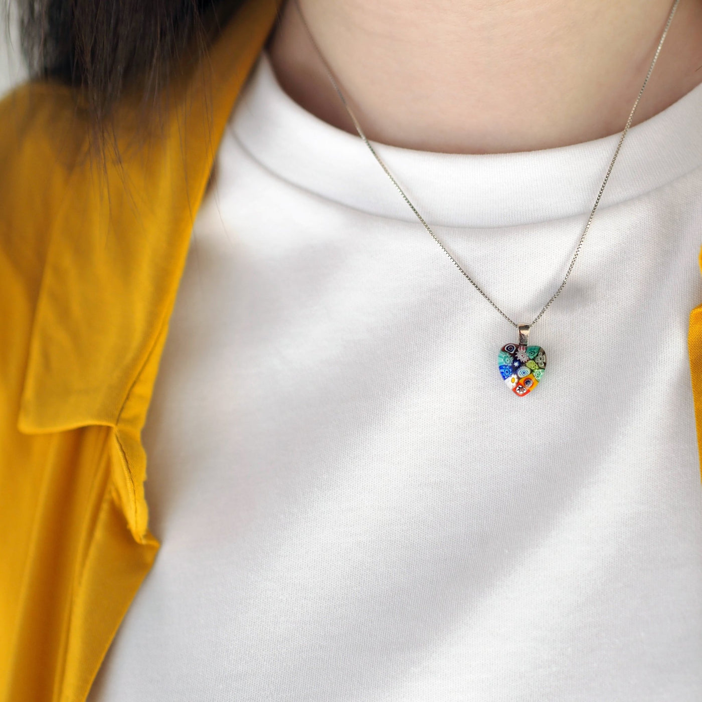 Heart in Bloom 碎花心形頸鏈 - 16mm / 啞面磨砂 - 吊墜頸鏈