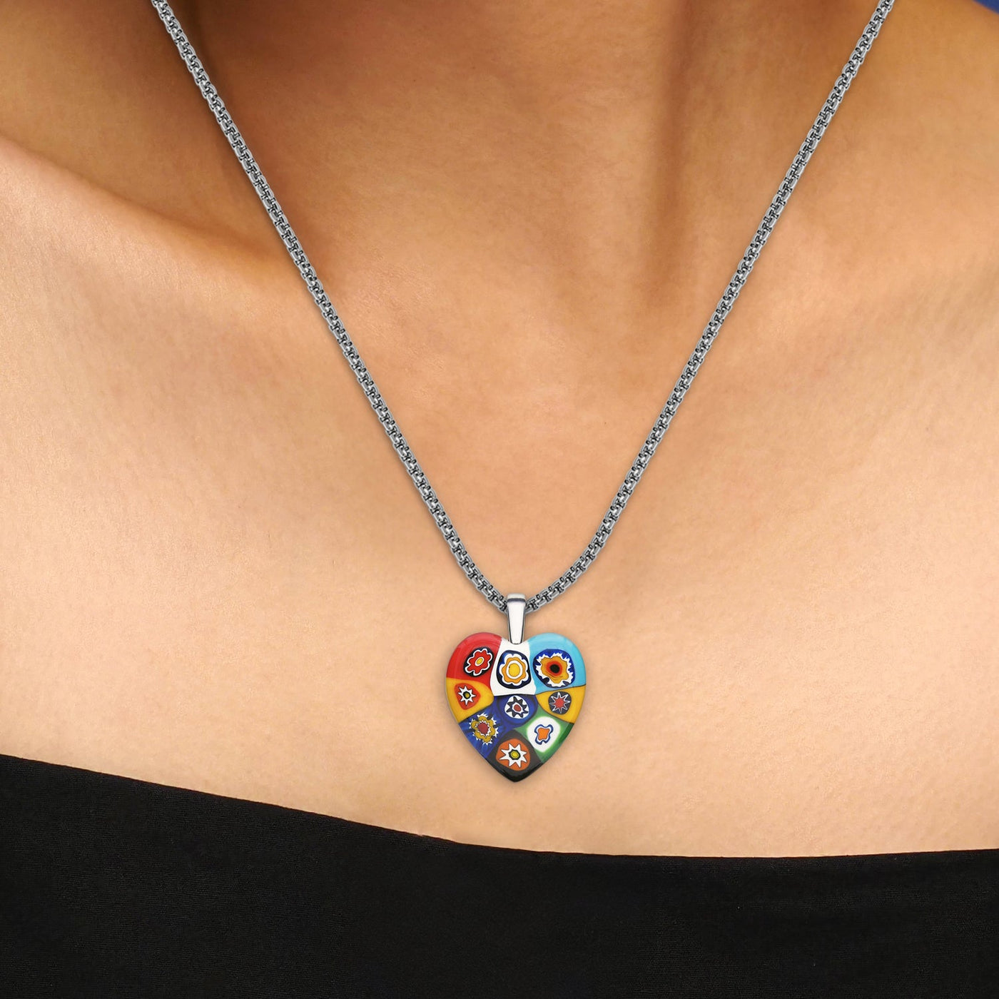 Nine in Passion 心形吊墜頸鏈 - 黑色皮革 配 不銹鋼 - 吊墜頸鏈