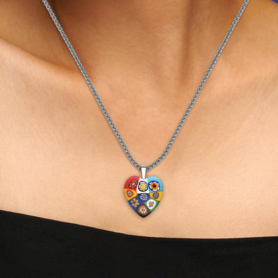 Nine in Passion 心形吊墜頸鏈 - 黑色皮革 配 不銹鋼 - 吊墜頸鏈