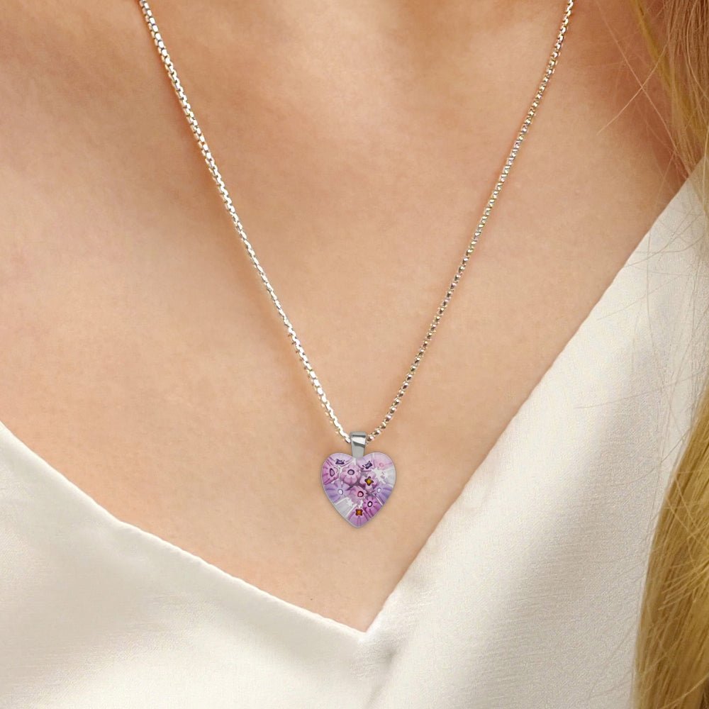 Pink in Bloom 粉紅心形頸鏈 - 18mm - 吊墜頸鏈