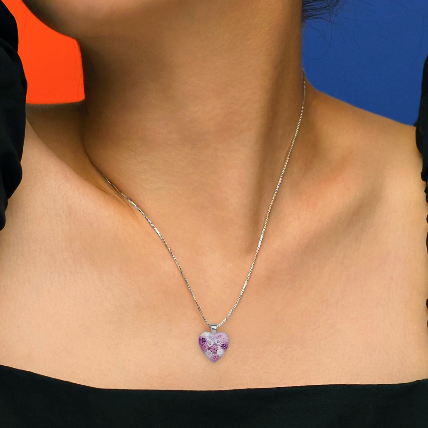 Pink in Bloom 粉紅心形頸鏈 - 18mm - 吊墜頸鏈