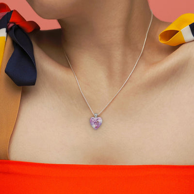 Pink in Bloom 粉紅心形頸鏈 - 18mm - 吊墜頸鏈