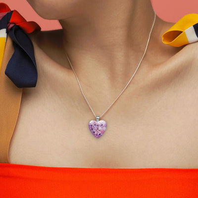 Pink in Bloom 粉紅心形頸鏈 - 18mm - 吊墜頸鏈