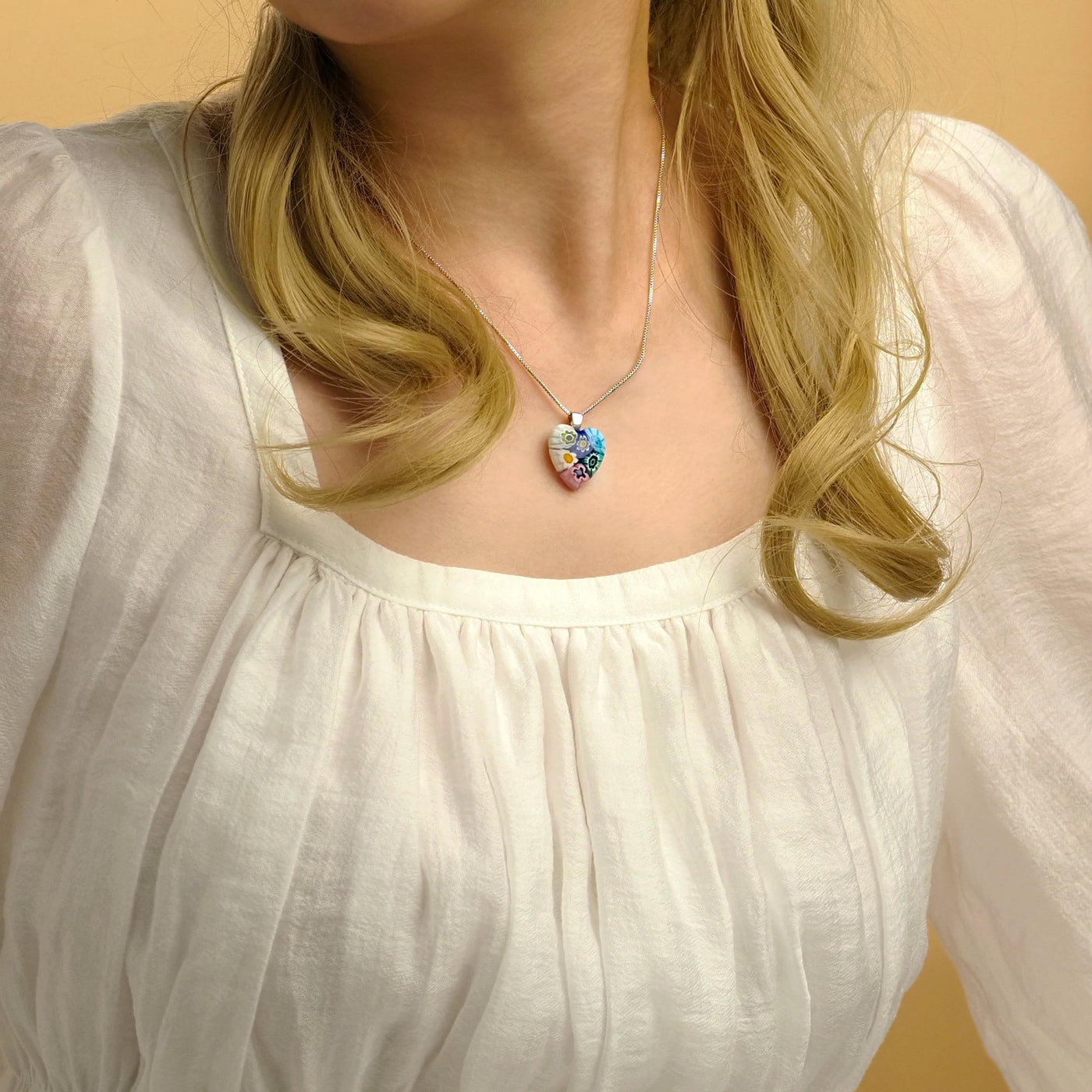 Six in Bloom 心形吊墜頸鏈 - 2mm濶 低敏感316L鈦鋼 - 吊墜頸鏈