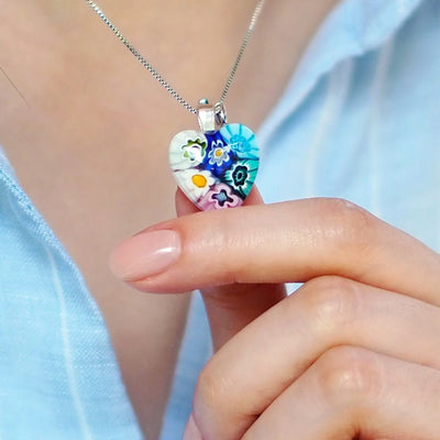 Six in Bloom 心形吊墜頸鏈 - 2mm濶 低敏感316L鈦鋼 - 吊墜頸鏈