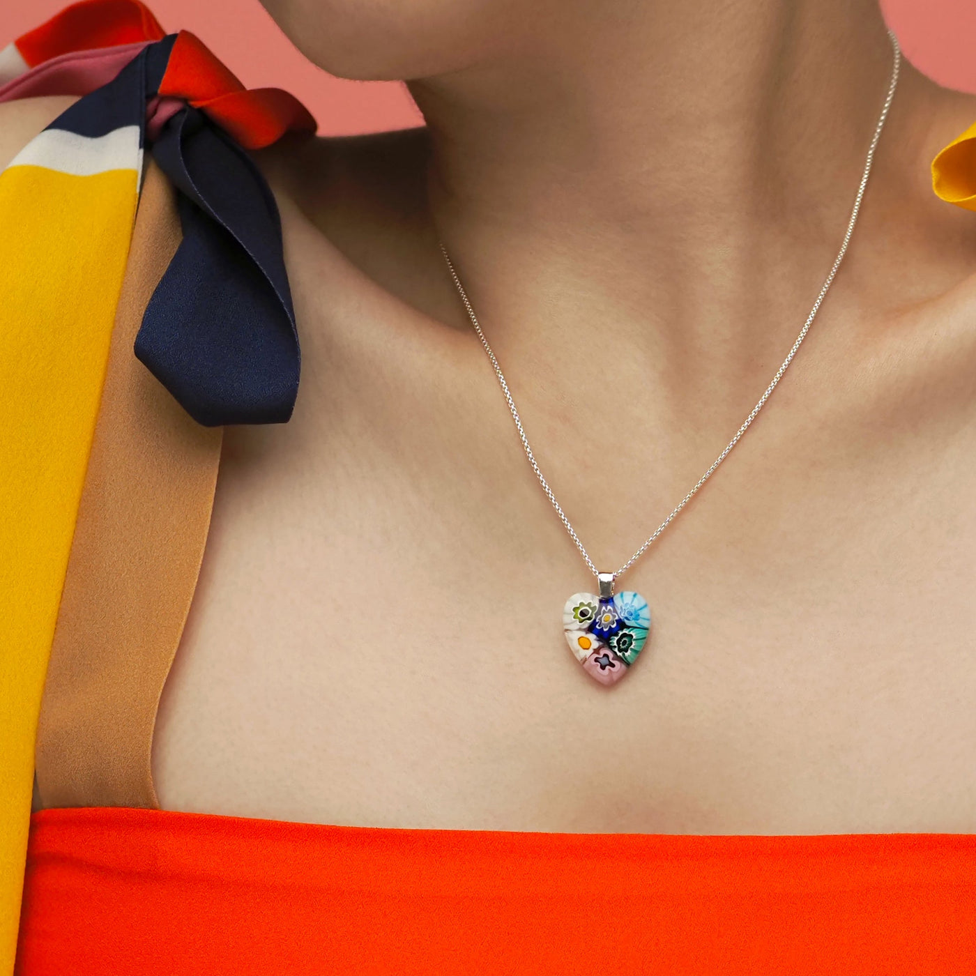 Six in Bloom 心形吊墜頸鏈 - 2mm濶 低敏感316L鈦鋼 - 吊墜頸鏈