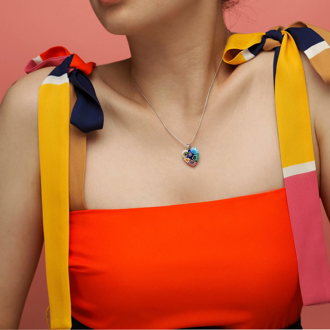 Six in Bloom 心形吊墜頸鏈 - 2mm濶 低敏感316L鈦鋼 - 吊墜頸鏈