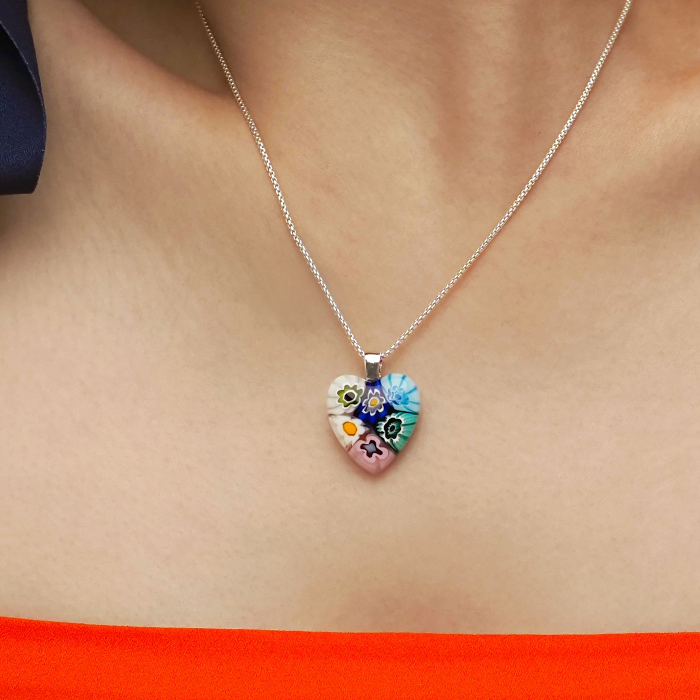 Six in Bloom 心形吊墜頸鏈 - 2mm濶 低敏感316L鈦鋼 - 吊墜頸鏈