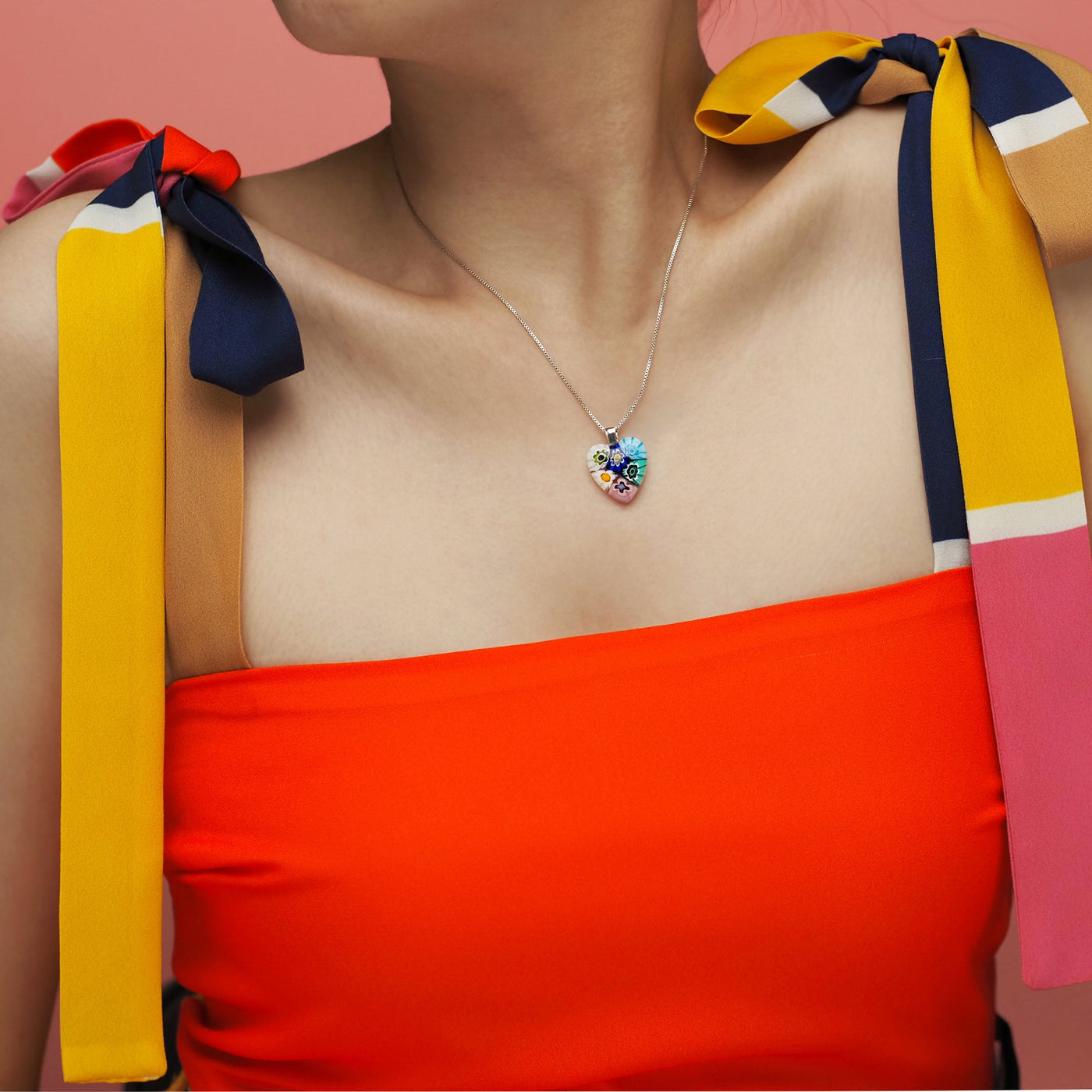 Six in Bloom 心形吊墜頸鏈 - 2mm濶 低敏感316L鈦鋼 - 吊墜頸鏈