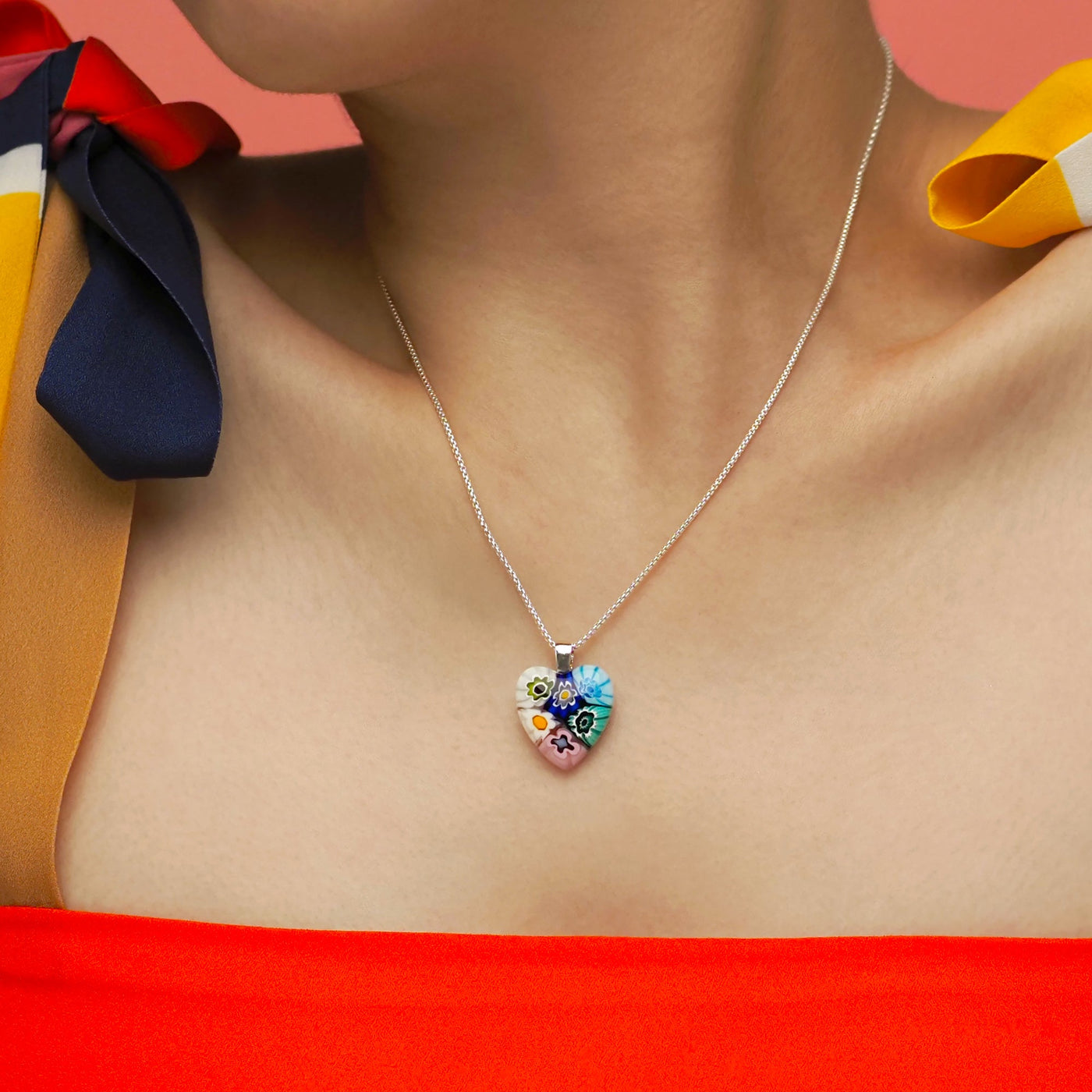 Six in Bloom 心形吊墜頸鏈 - 2mm濶 低敏感316L鈦鋼 - 吊墜頸鏈