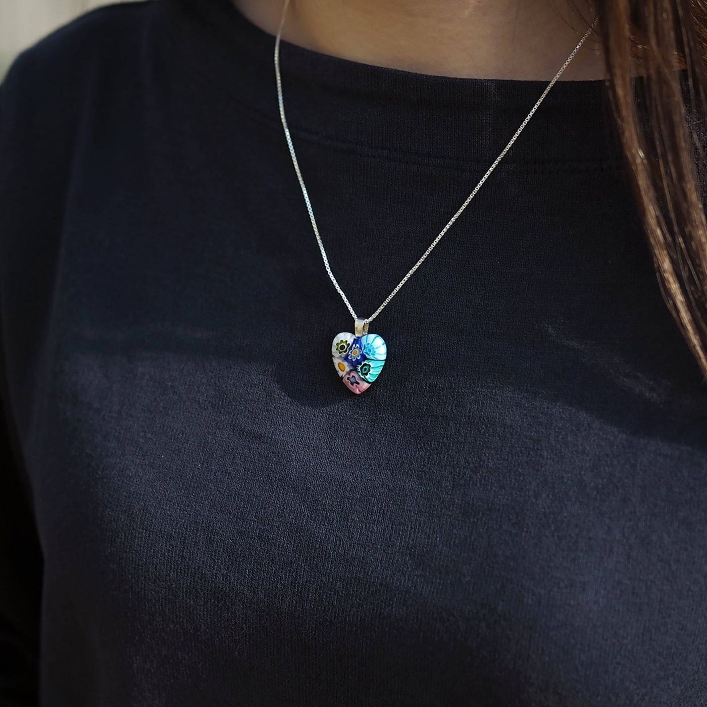 Six in Bloom 心形吊墜頸鏈 - 2mm濶 低敏感316L鈦鋼 - 吊墜頸鏈