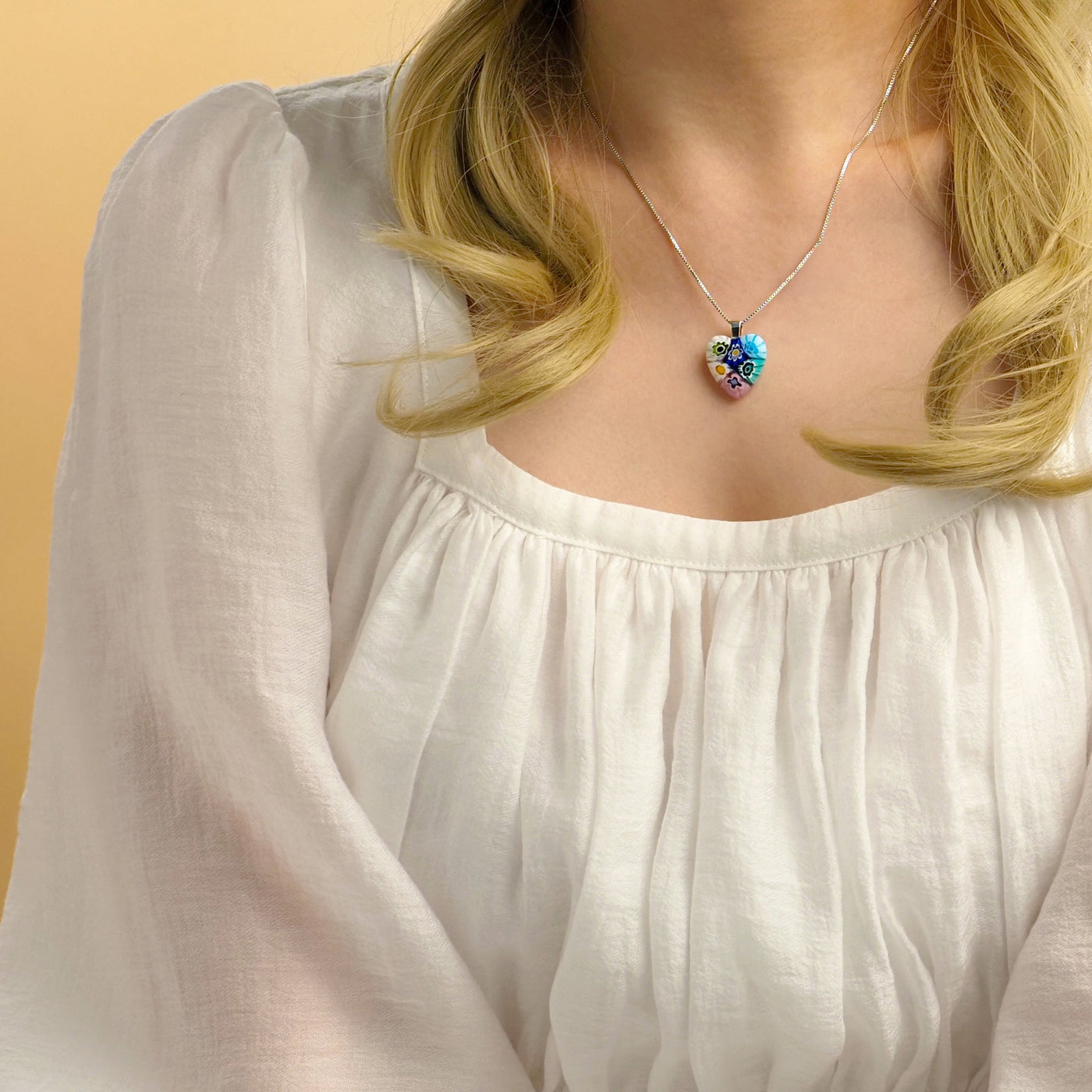 Six in Bloom 心形吊墜頸鏈 - 2mm濶 低敏感316L鈦鋼 - 吊墜頸鏈