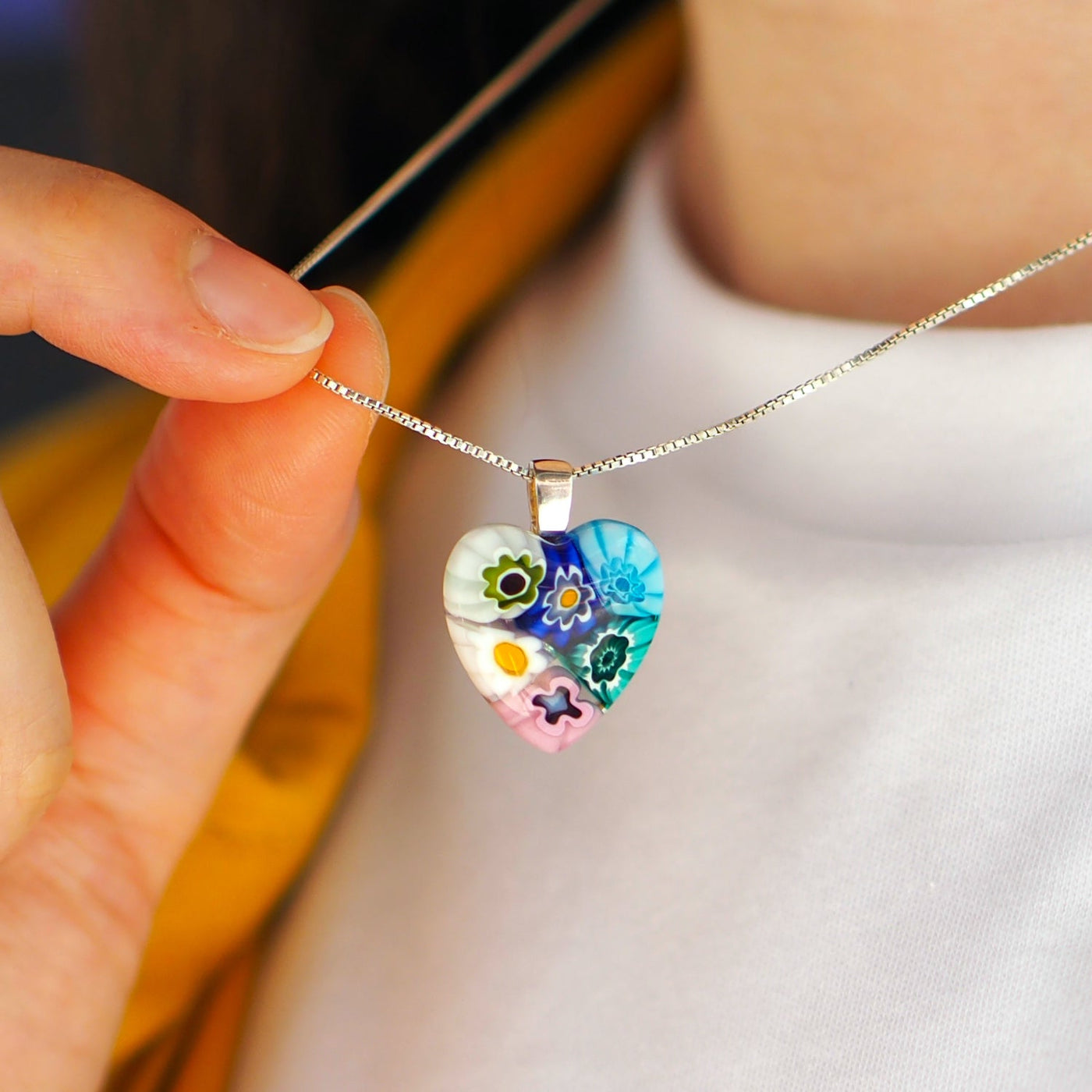 Six in Bloom 心形吊墜頸鏈 - 2mm濶 低敏感316L鈦鋼 - 吊墜頸鏈