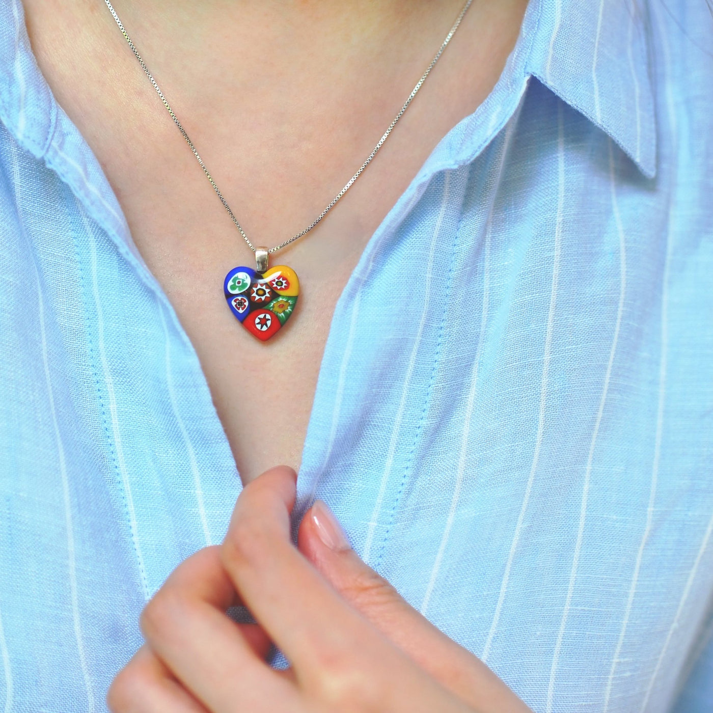 Six in Passion 心形吊墜頸鏈 - 0.85mm濶 925純銀 - 吊墜頸鏈