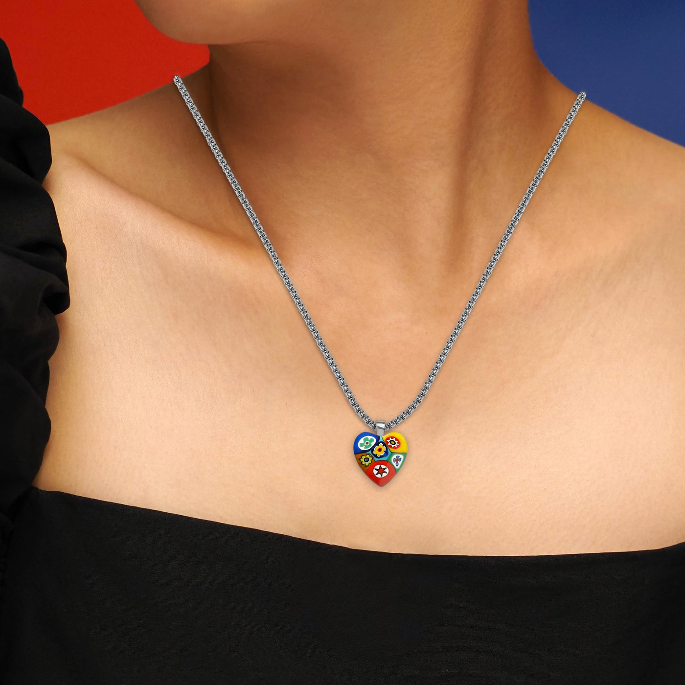 Six in Passion 心形吊墜頸鏈 - 2mm濶 低敏感316L鈦鋼 - 吊墜頸鏈