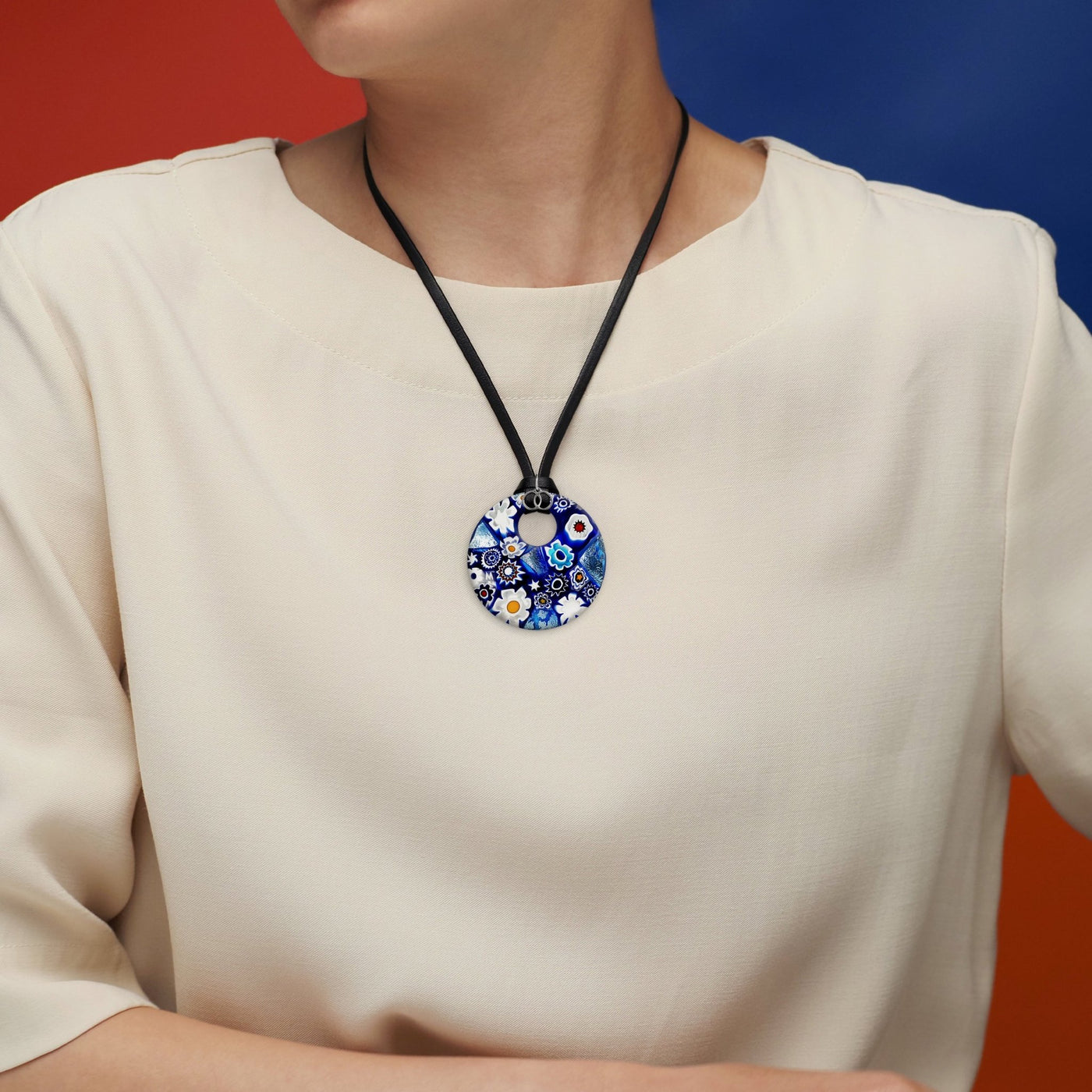 Starry Night 星夜大吊墜 - 小羊皮 配 925純銀 - 頸飾