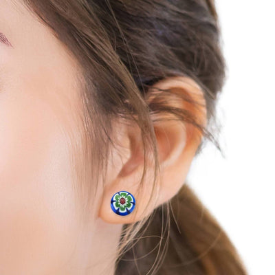 Art · Simple 圓形耳釘 10mm - 10mm 藍色1 - 耳環