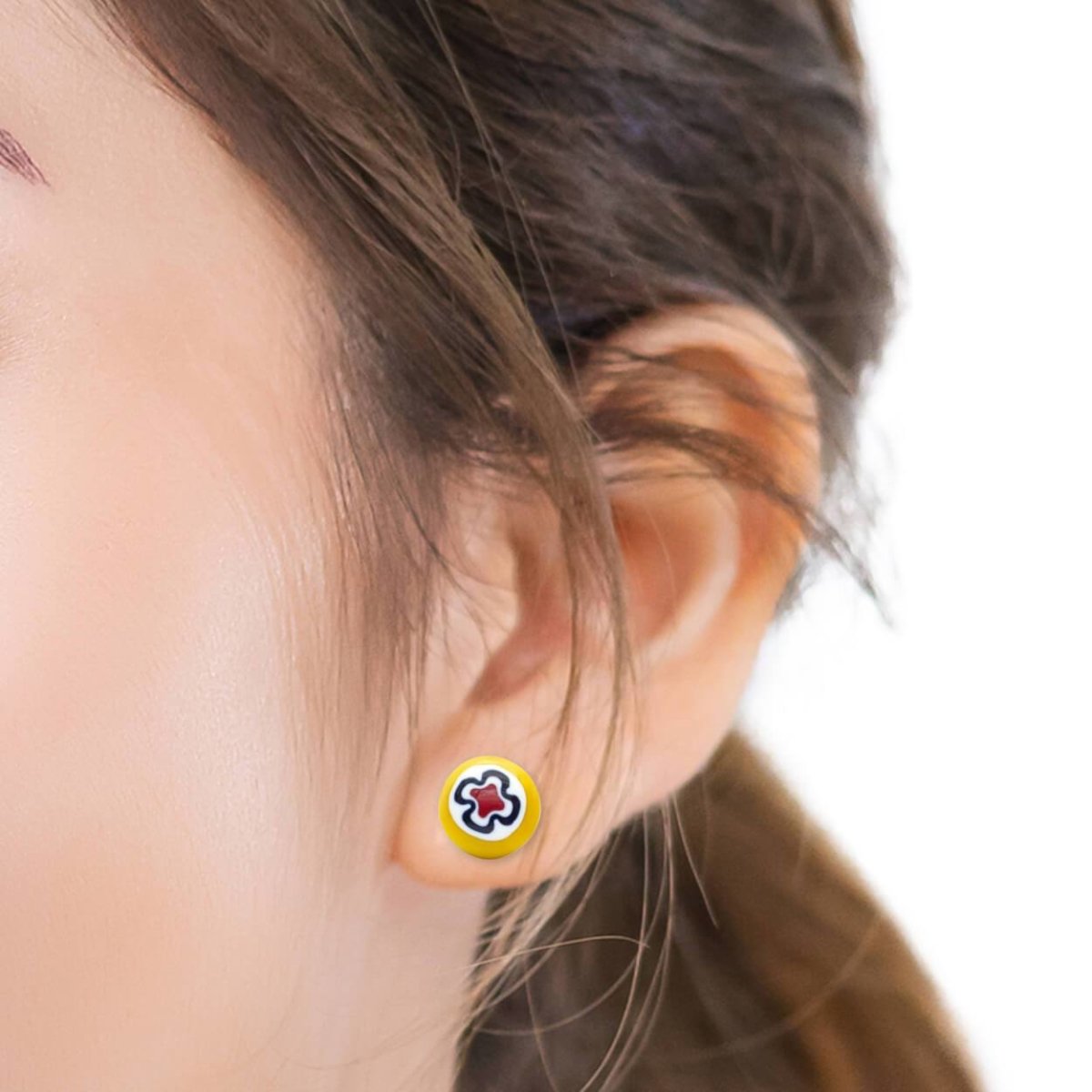 Art · Simple 圓形耳釘 10mm - 10mm 黃色 - 耳環
