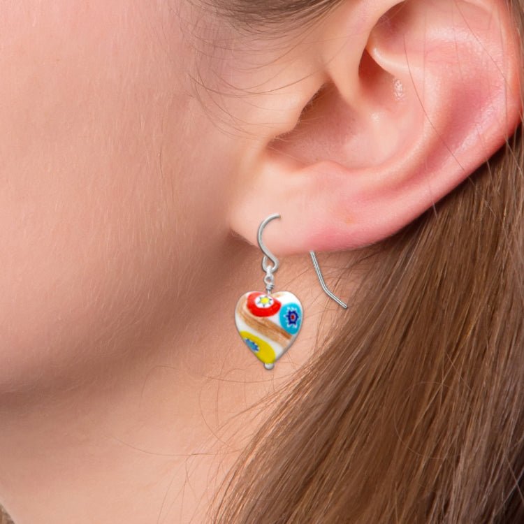 Art · Simple 白色心形耳環 - 耳環