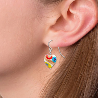 Art · Simple 白色心形耳環 - 耳環