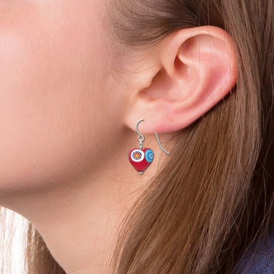 Art · Simple 紅色心形耳環 - 耳環