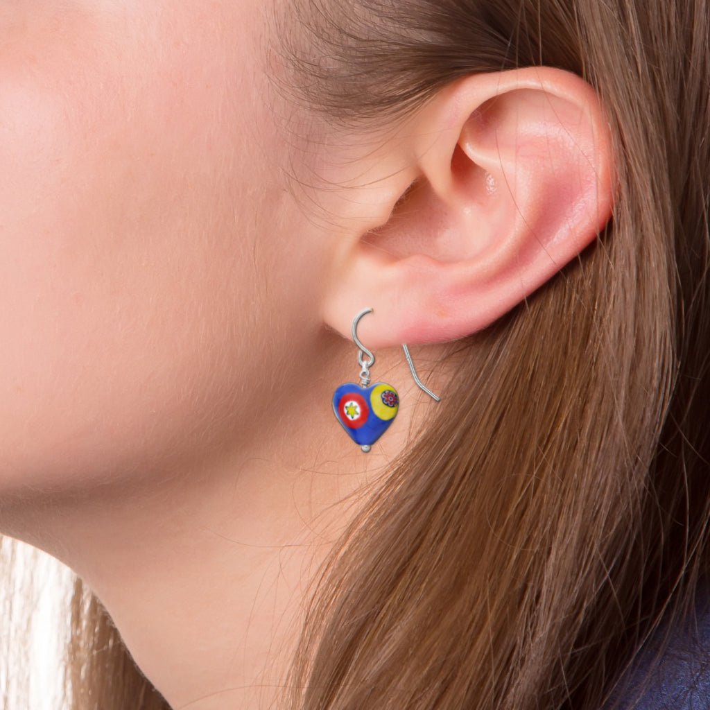 Art · Simple 藍色心形耳環 - 耳環