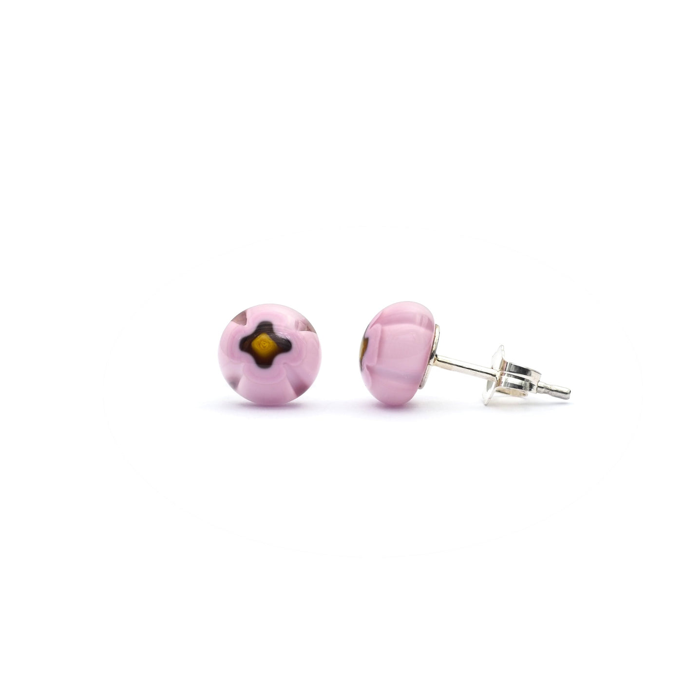 Art · Simple 圓形耳釘 8mm - 粉紅色1 - 耳環