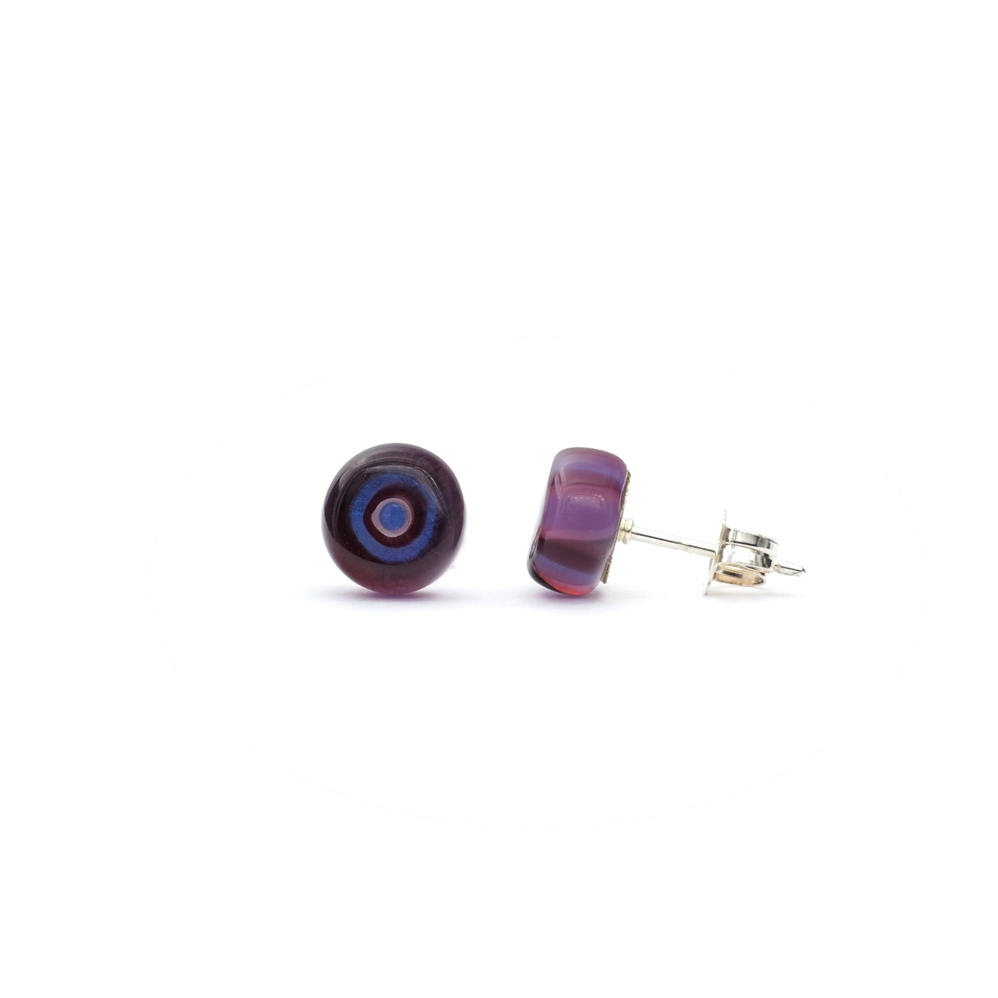 Art · Simple 圓形耳釘 8mm - 透明紫色1 - 耳環