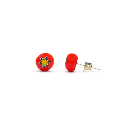 Art · Simple 圓形耳釘 8mm - 紅色1 - 耳環