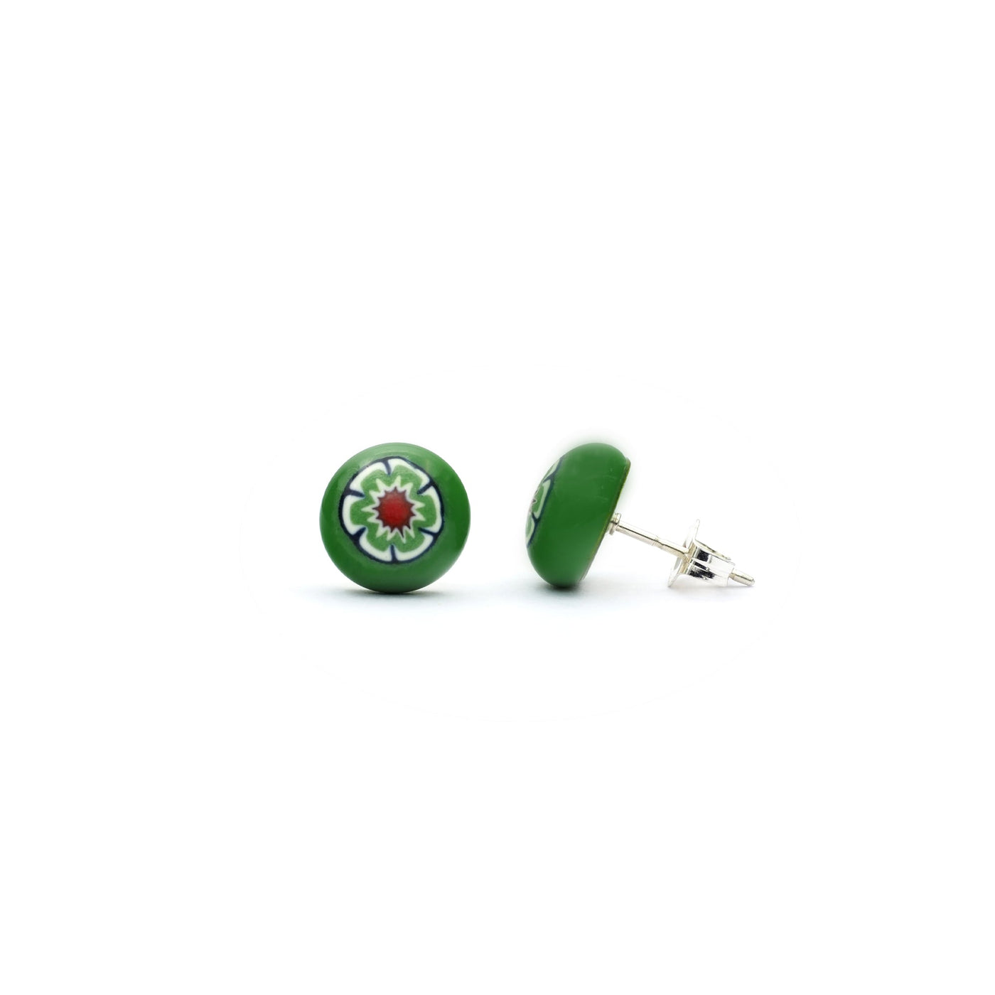 Art · Simple 圓形耳釘 8mm - 綠色1 - 耳環
