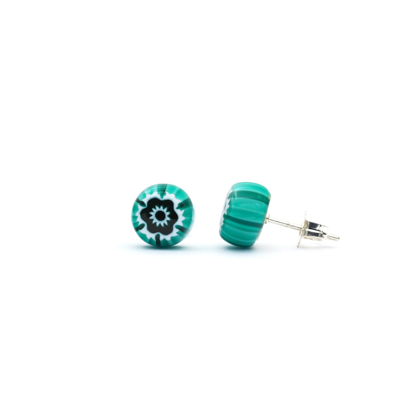 Art · Simple 圓形耳釘 8mm - 湖水綠色1 - 耳環