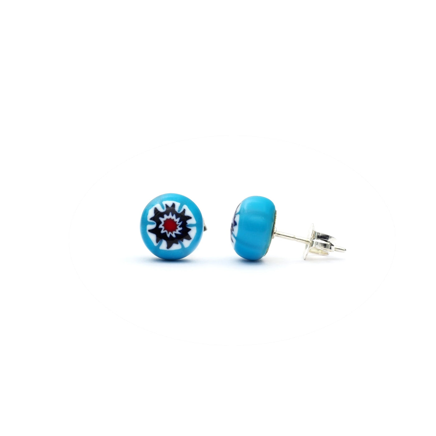 Art · Simple 圓形耳釘 8mm - 淺藍色1 - 耳環
