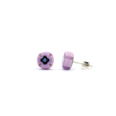 Art · Simple 圓形耳釘 8mm - 粉紅紫色1 - 耳環
