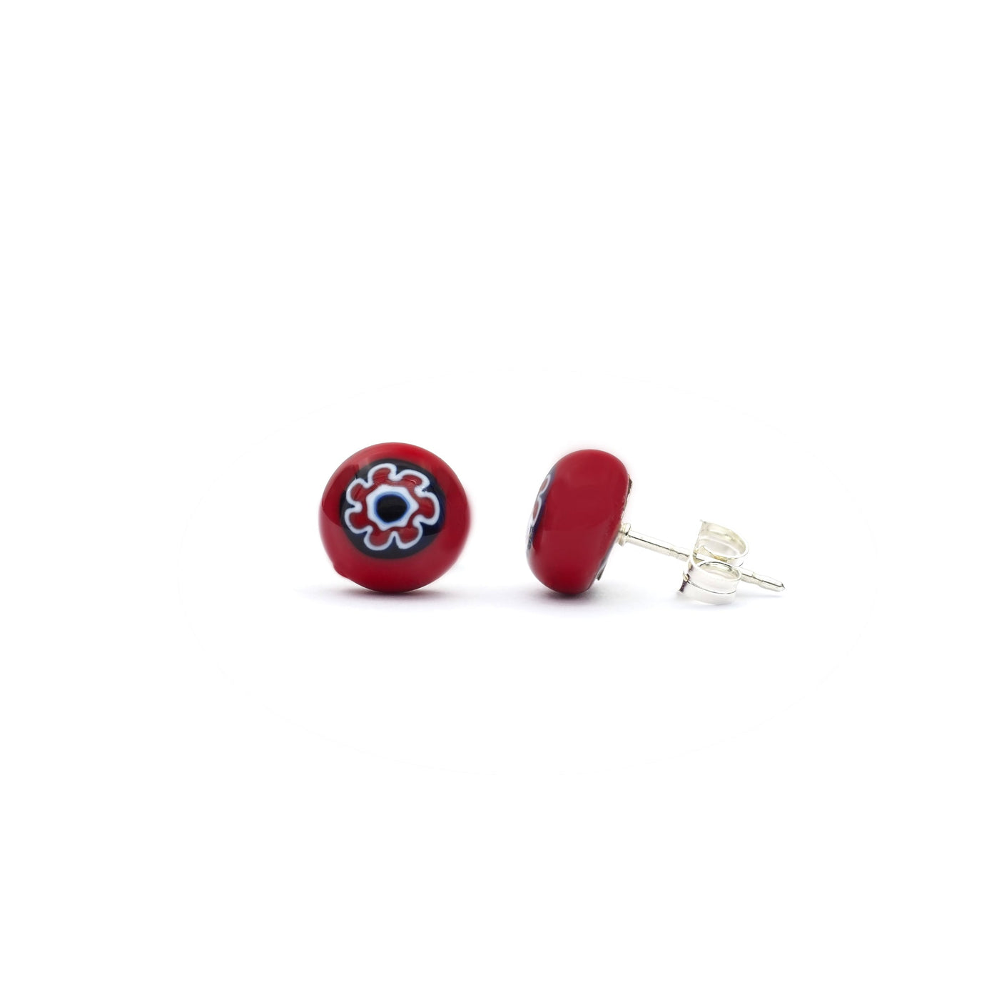 Art · Simple 圓形耳釘 8mm - 紅色2 - 耳環