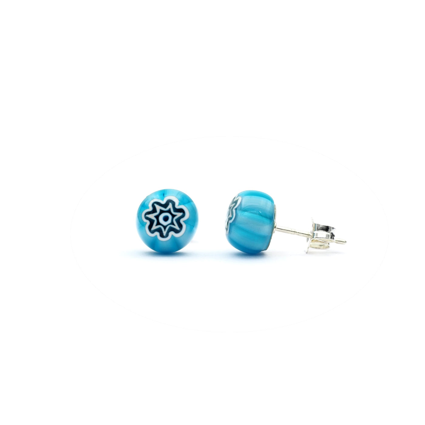 Art · Simple 圓形耳釘 8mm - 淺藍色2 - 耳環