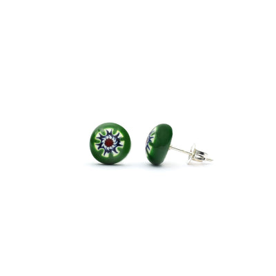 Art · Simple 圓形耳釘 8mm - 綠色2 - 耳環