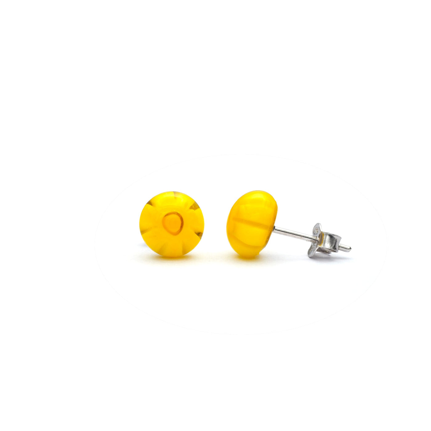 Art · Simple 圓形耳釘 8mm - 黃色2 - 耳環