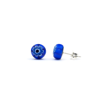 Art · Simple 圓形耳釘 8mm - 深藍色2 - 耳環