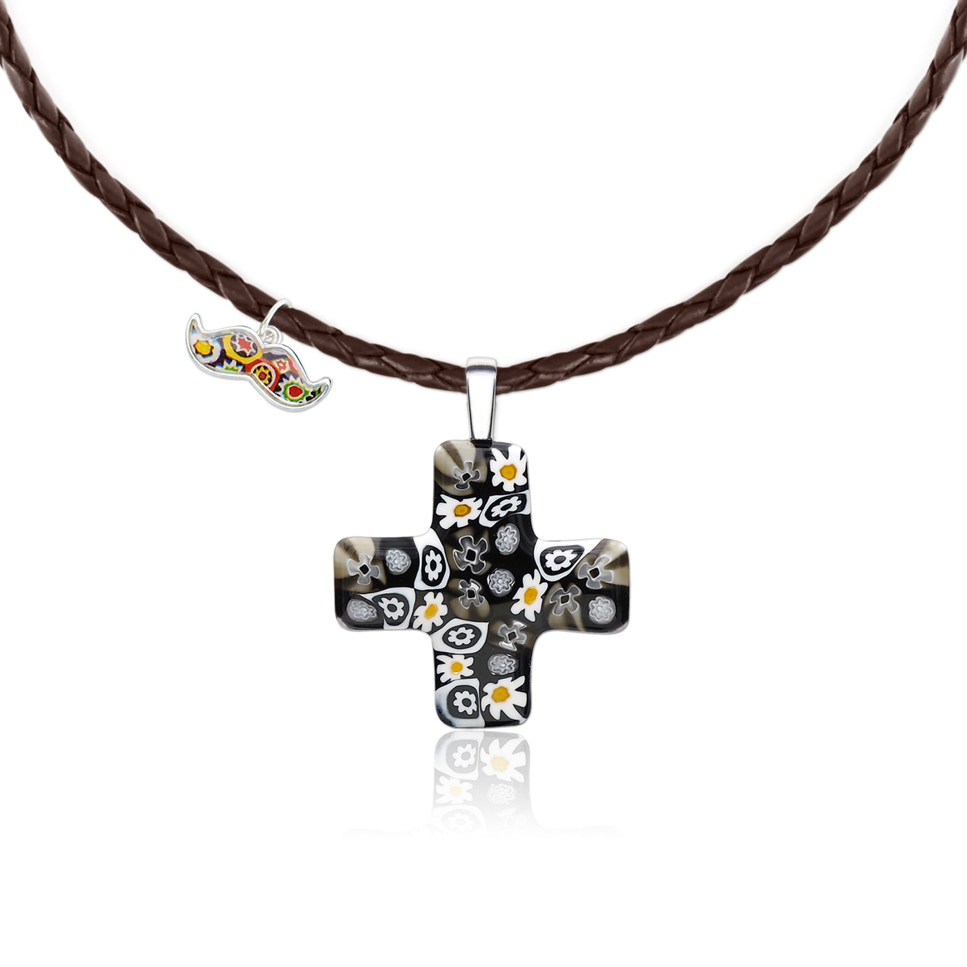 Artylish x Cross 希臘十字架頸鏈 - 黑色 皮革頸鏈 - 吊墜頸鏈