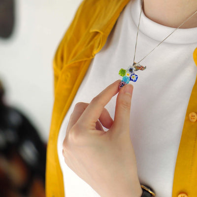 Cross in Bloom 十字架吊墜頸鏈 - 粉色 - 吊墜頸鏈