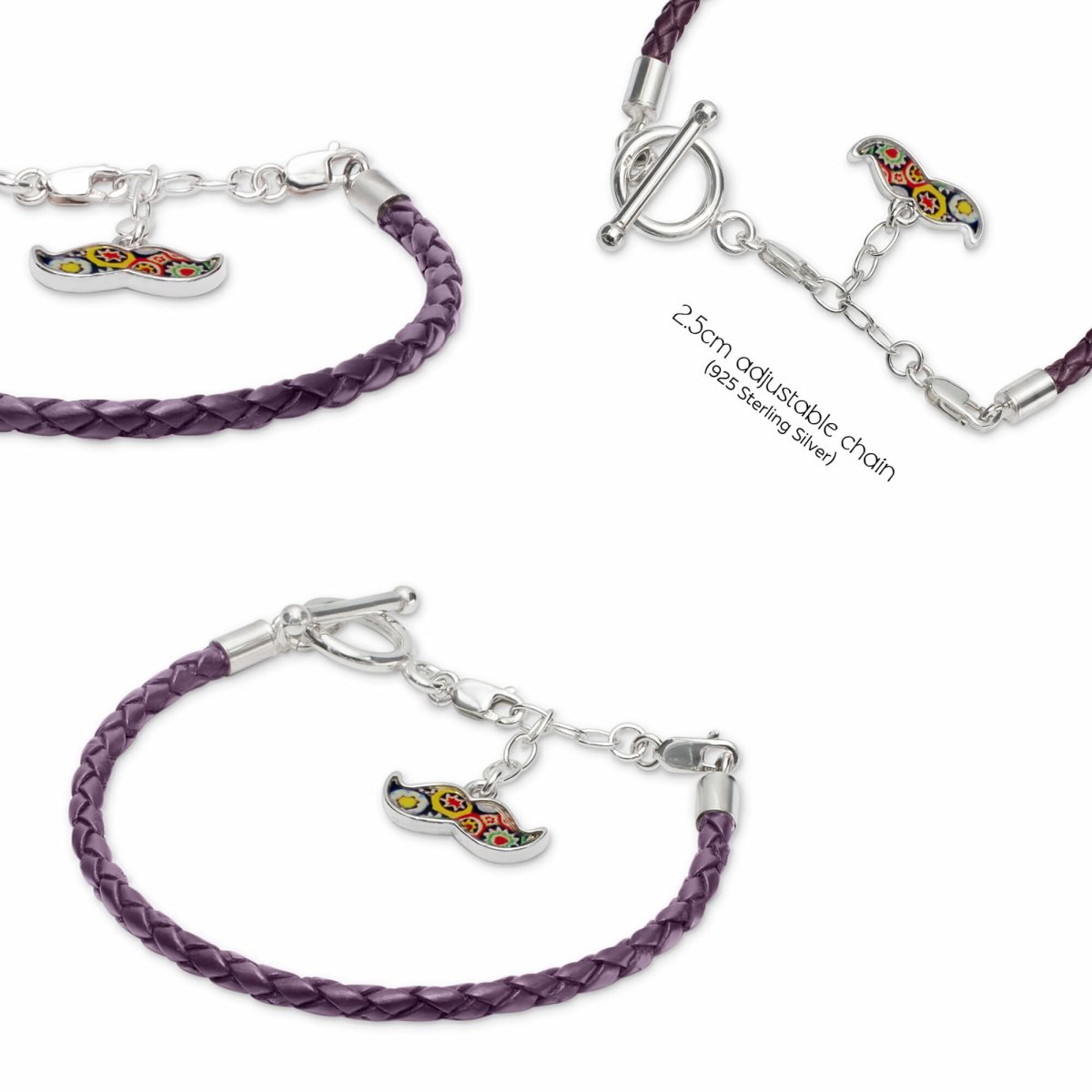 深紫色皮革手鏈 - 對扣 (建議) - 手鏈