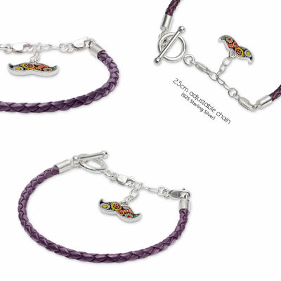 深紫色皮革手鏈 - 對扣 (建議) - 手鏈