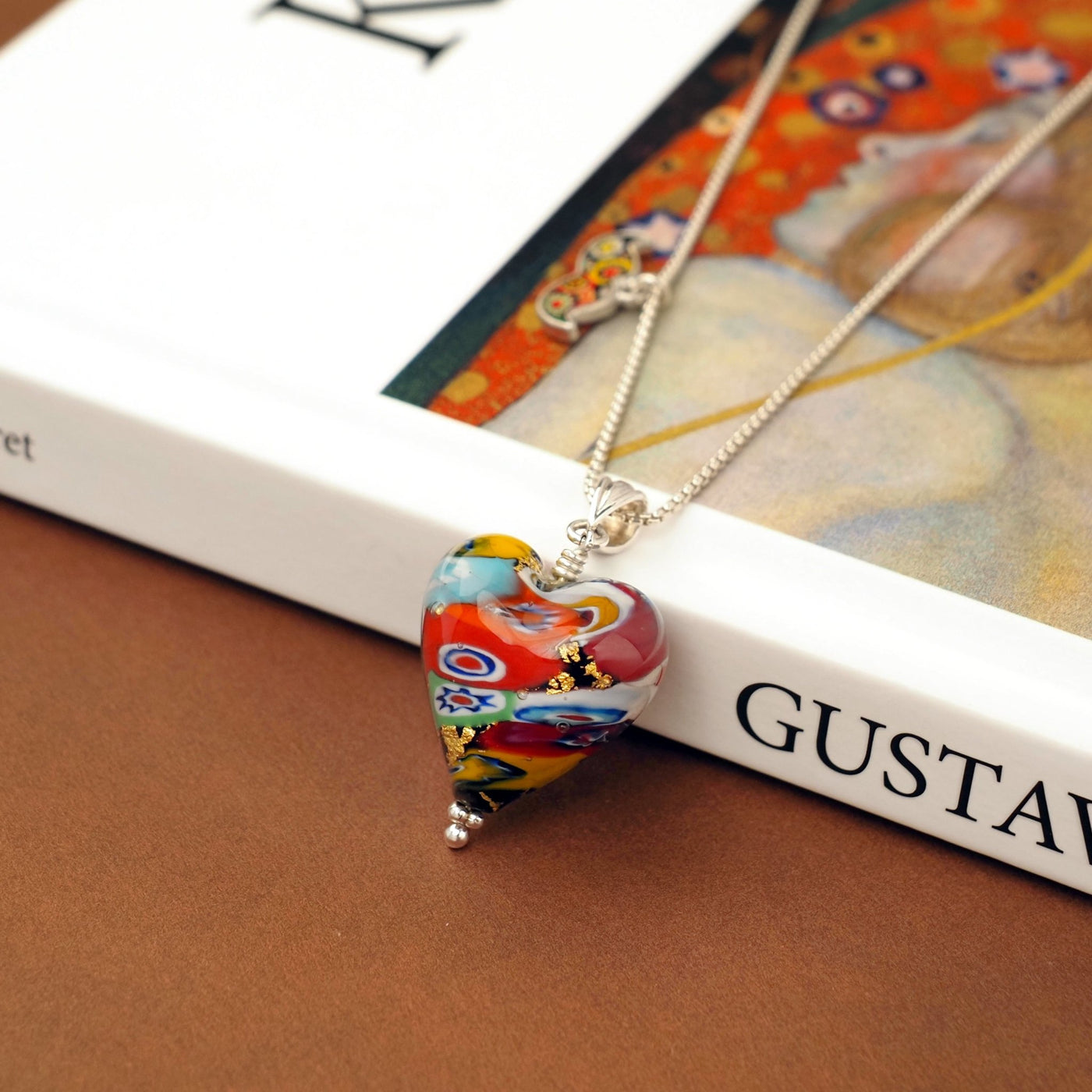 THE KISS 拉花心形頸鏈 - 啡色 皮革頸鏈 - 吊墜頸鏈