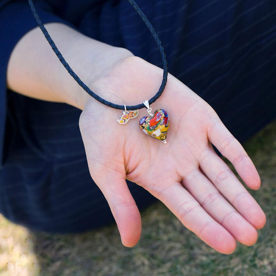 THE KISS | Classic 拉花心形頸鏈 - 皮革頸鏈 - 吊墜頸鏈